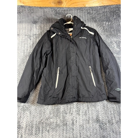 Columbia Jackets & Blazers - Columbia Interchange Jacket Womens Medium Black Mesh Lined Hooded Omni Tech Logo
